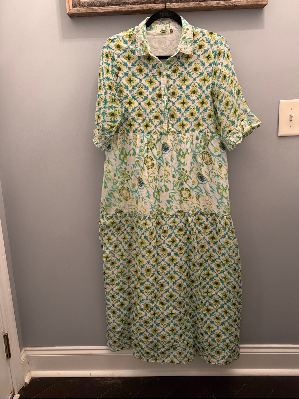 Floral Green & Blue Tiered Maxi Dress